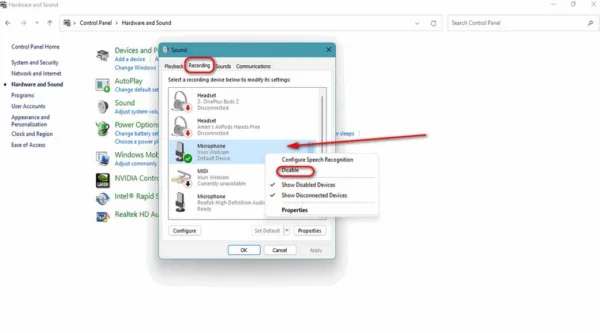 استفاده از Windows Control Panel برای غیر فعال کردن دوربین و میکروفون داخلی در ویندوز 10 و 11 3