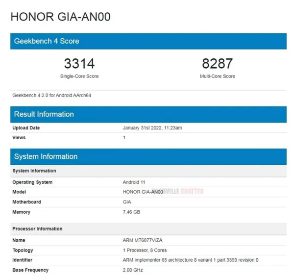 آنر 60 اس ای در Geekbench
