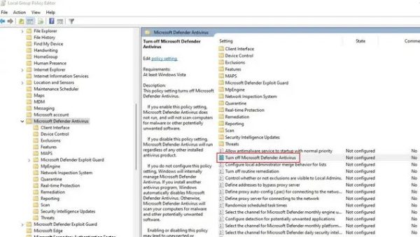 غیرفعال کردن مایکروسافت دیفندر در ویندوز 11 از طریق ویرایشگر Group Policy 3