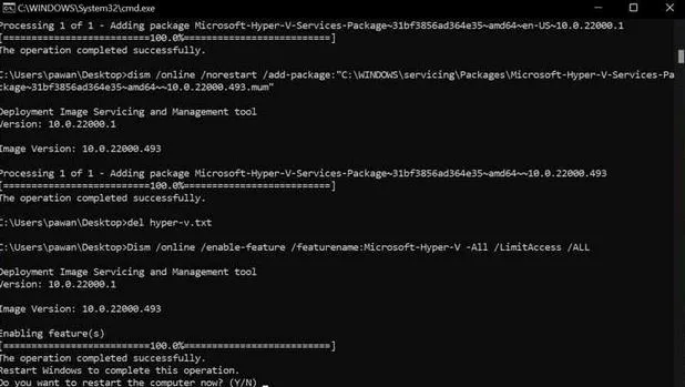 مراحل نصب Hyper-V در Windows 11 Home 10