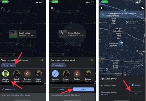 ارسال لوکیشن لحظه به لحظه در آیفون با استفاده از Google Maps 2