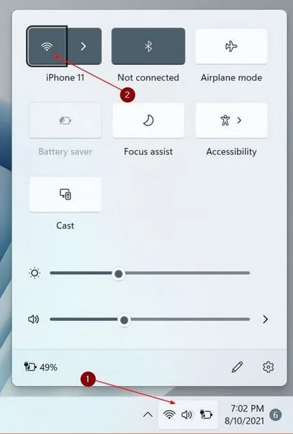 خاموش و روشن کردن وای-فای در ویندوز 11 با استفاده از Quick Settings