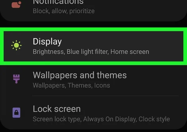 روش اول: استفاده از منوی Display Settings 1