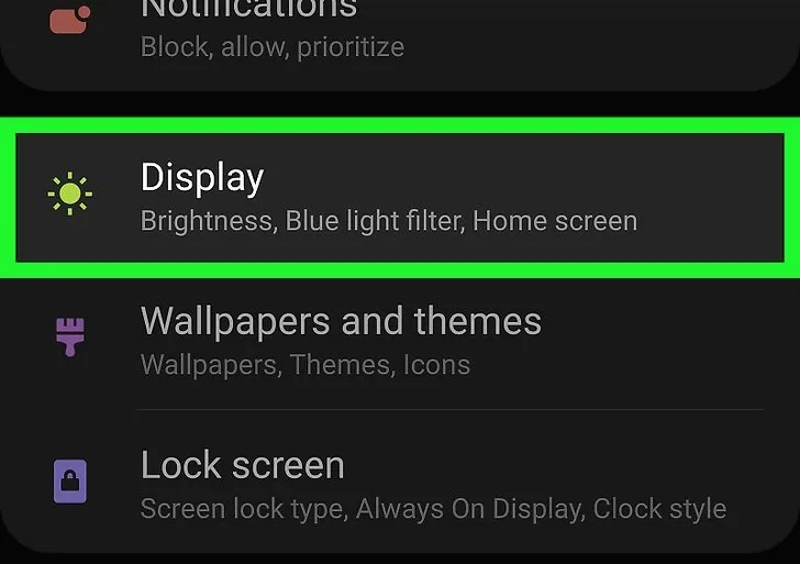 روش اول: استفاده از منوی Display Settings 1