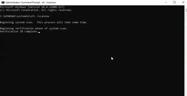 6- اسکن SFC را برای حل مشکل‌ها اجرا کنید 2