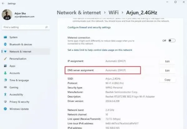 8- DNS و تنظیمات پروکسی را بررسی کنید 2