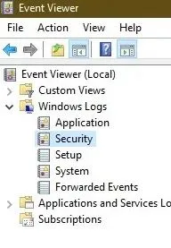 بخش Windows Event Viewer را مورد بررسی قرار دهید 1