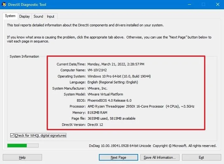 چگونه با استفاده از DirectX Diagnostic Tool مشخصات کامپیوتر و لپ تاپ در ویندوز 10 را پیدا کنیم؟ 1