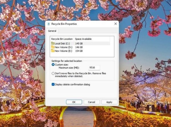 3- قابلیت گرفتن تاییدیه قبل از حذف فایل‌ها را فعال کنید
