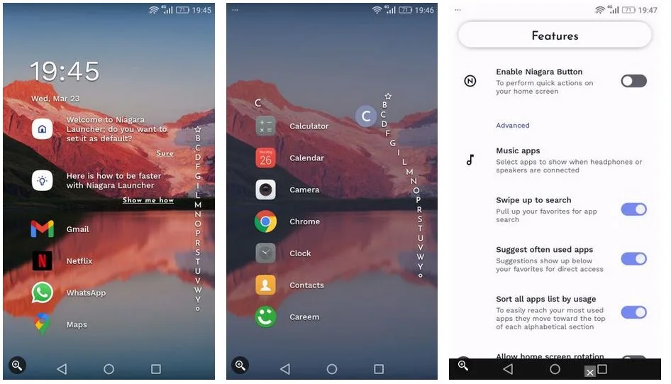 1- استفاده از لانچرها: Niagara Launcher