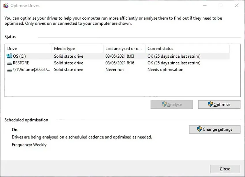 ابزار Defrag ویندوز