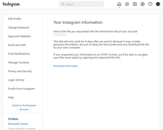 بازیابی پیام های حذف شده از اینستاگرام با استفاده از Instagram Data 10