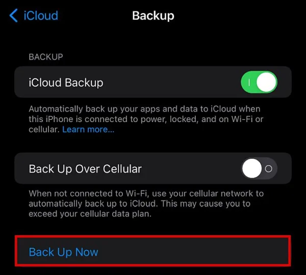 پشتیبان گیری از برنامه Notes آیفون با استفاده از iCloud 5
