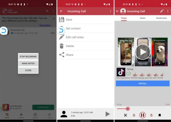 ضبط مکالمات تلفنی به کمک اپ Automatic Call Recorder 4