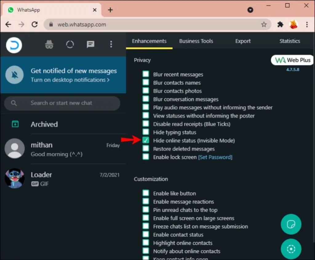 چگونه با استفاده از کامپیوتر وضعیت آنلاین بودن خود را در واتساپ پنهان کنیم 5