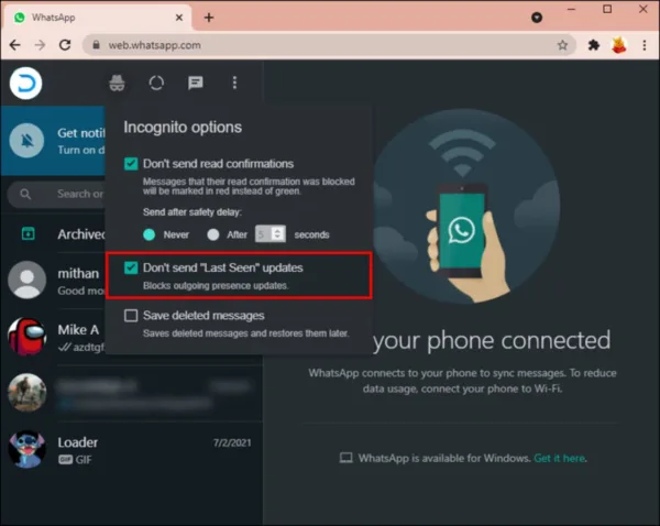 چگونه با استفاده از کامپیوتر وضعیت آنلاین بودن خود را در واتساپ پنهان کنیم 3
