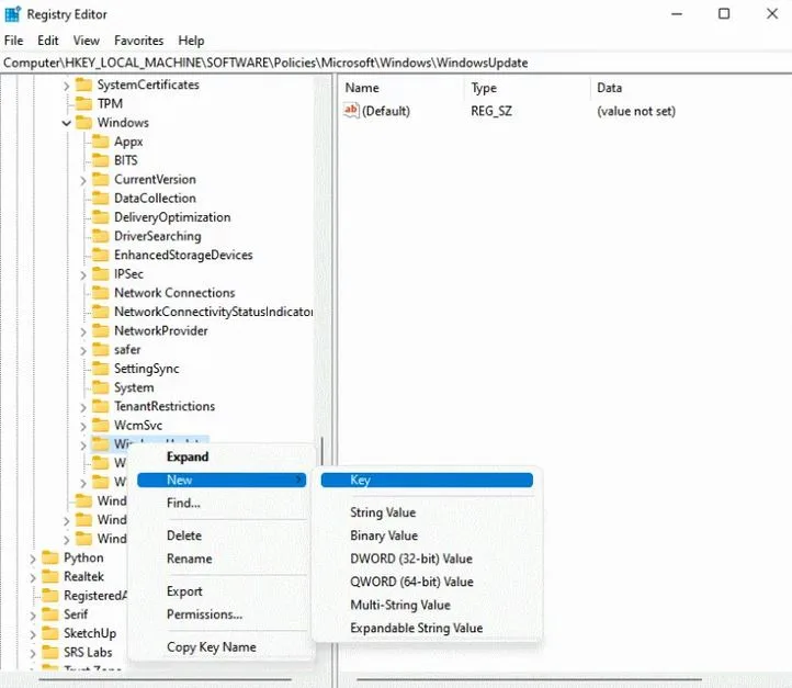 2- جلوگیری از آپدیت ویندوز با استفاده از Registry Editor 6
