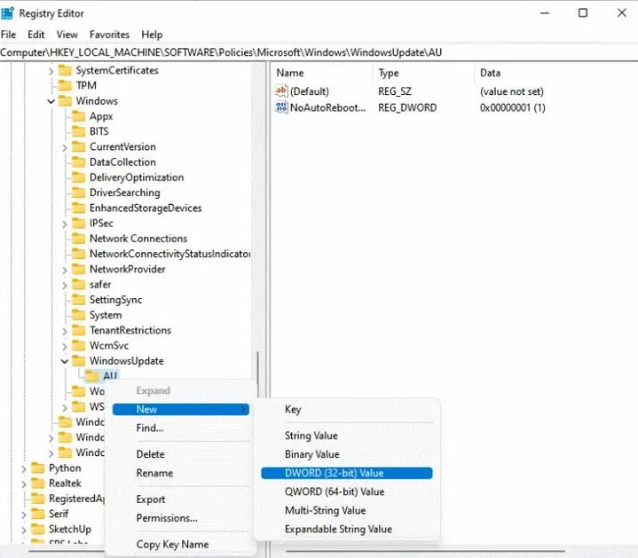 2- جلوگیری از آپدیت ویندوز با استفاده از Registry Editor 9