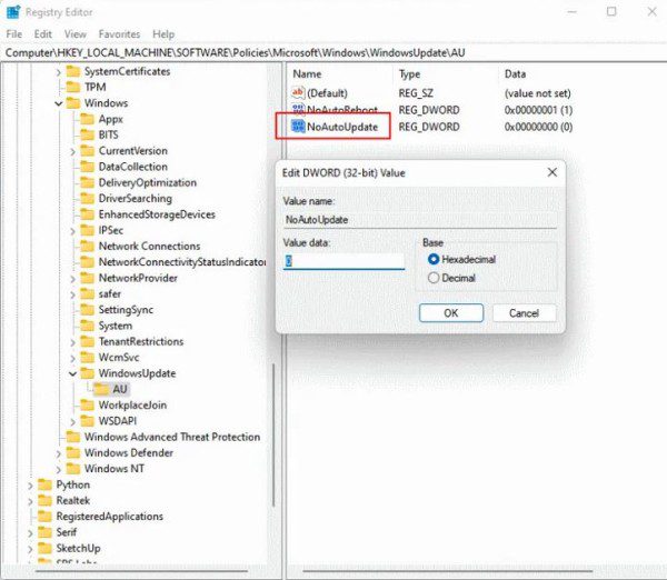 2- جلوگیری از آپدیت ویندوز با استفاده از Registry Editor 11