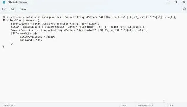 دیدن پسورد وای-فای در ویندوز 11 با استفاده از دستور PowerShell 1