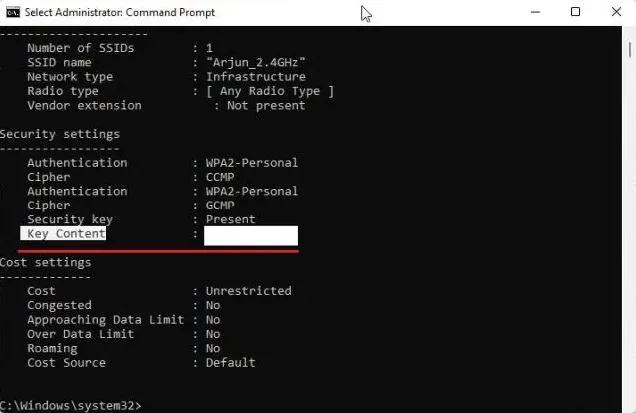 دیدن پسورد وای-فای در ویندوز 11 با استفاده از CMD و یا PowerShell 4