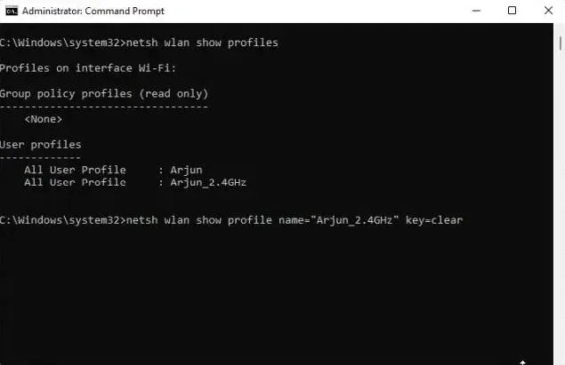 دیدن پسورد وای-فای در ویندوز 11 با استفاده از CMD و یا PowerShell 3
