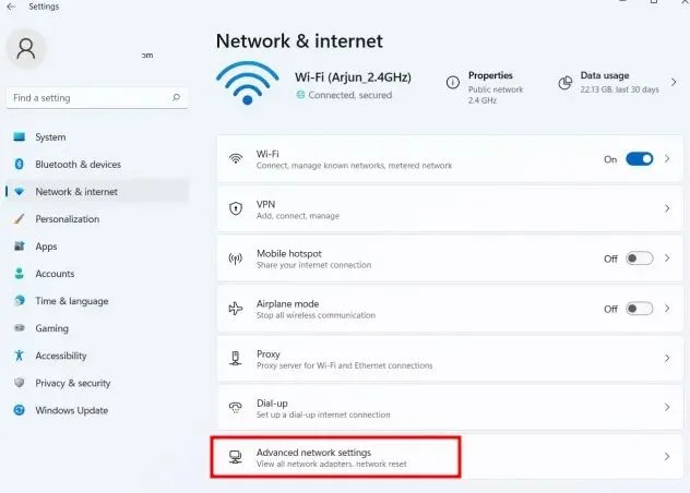 دیدن پسورد وای-فای در ویندوز 11 با استفاده از Settings App 2
