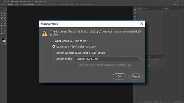 خطای Missing Profile در فتوشاپ