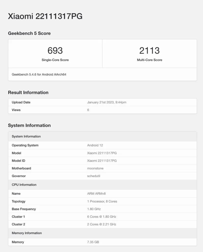 پوکو ایکس 5 در تست بنچمارک Geekbench