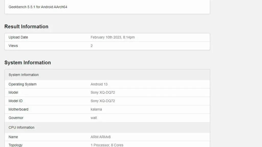 سونی اکسپریا 5 مارک 5 در Geekbench