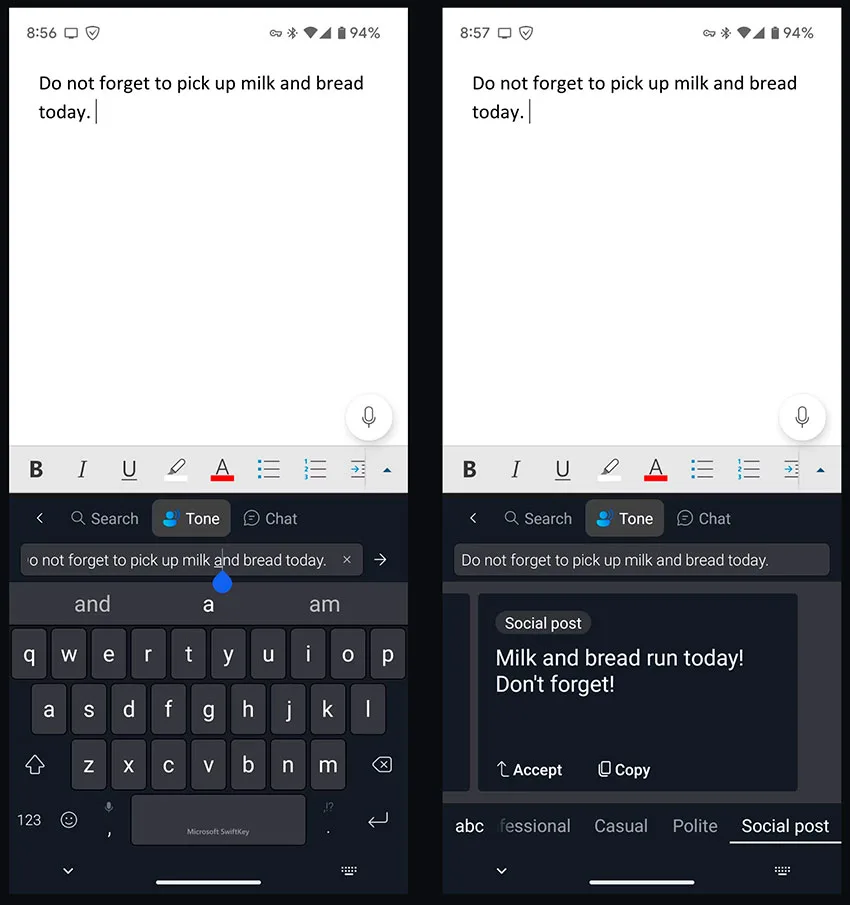 چت هوش مصنوعی بینگ در SwiftKey