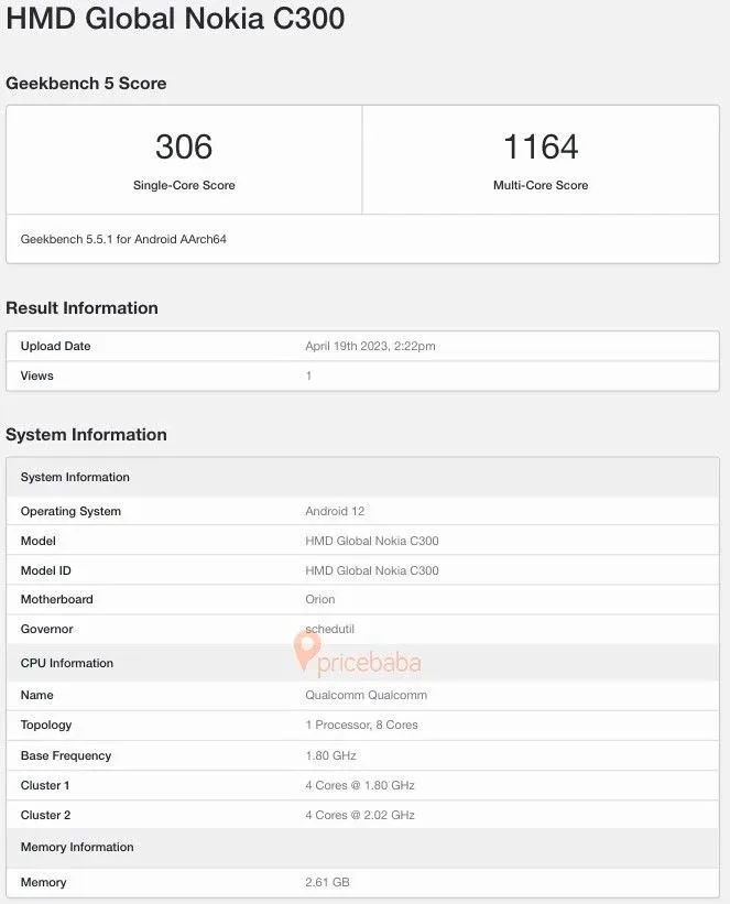 نوکیا C300 در Geekbench