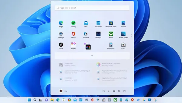 منوی استارت ویندوز 11