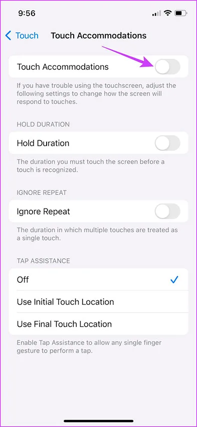 فعال کردن Touch Accommodations در آیفون