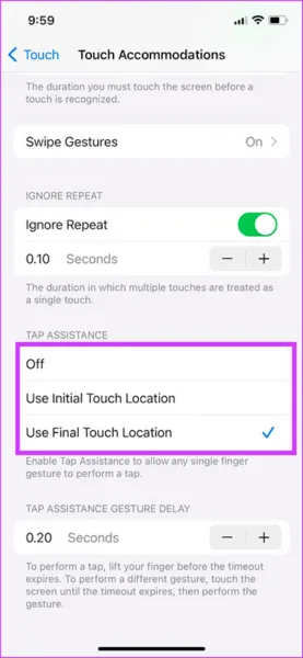 Touch Accommodations