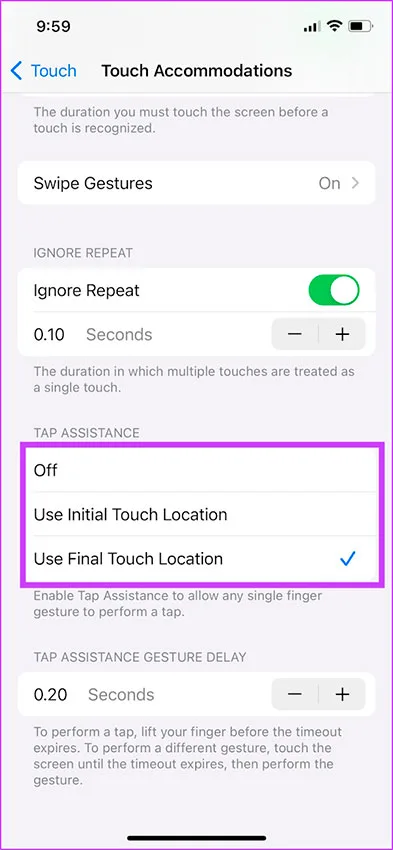 Touch Accommodations