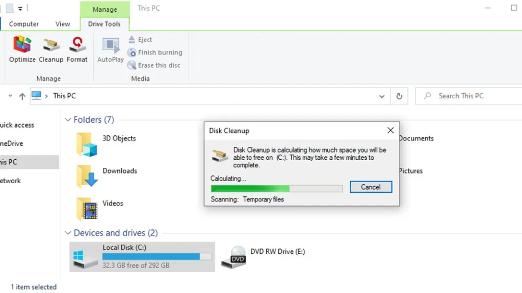 ابزار Disk Cleanup