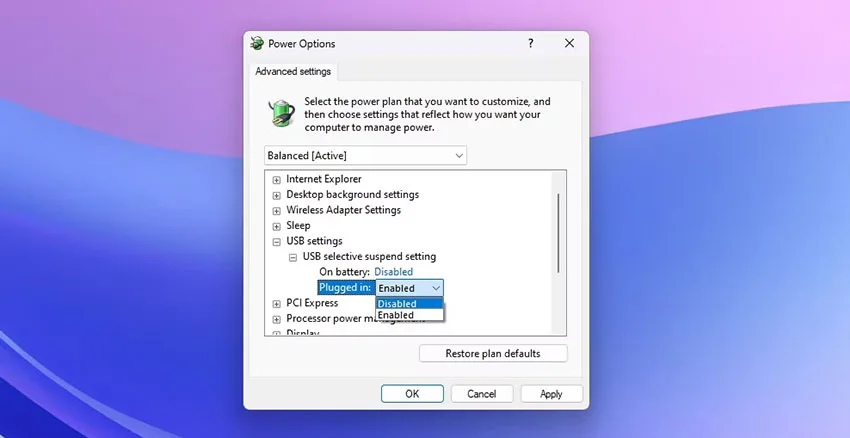 جلوگیری از قطع شدن برق USB