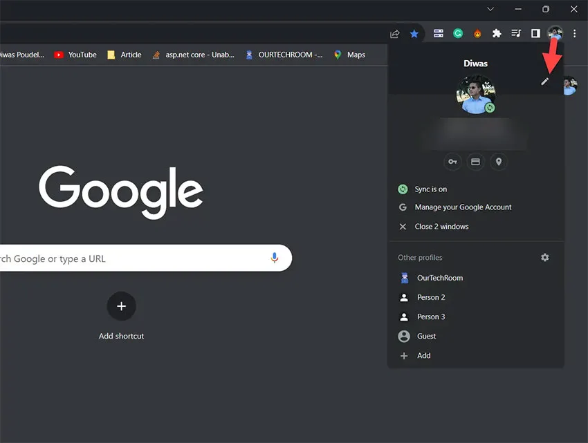 تغییر تصویر پروفایل کروم