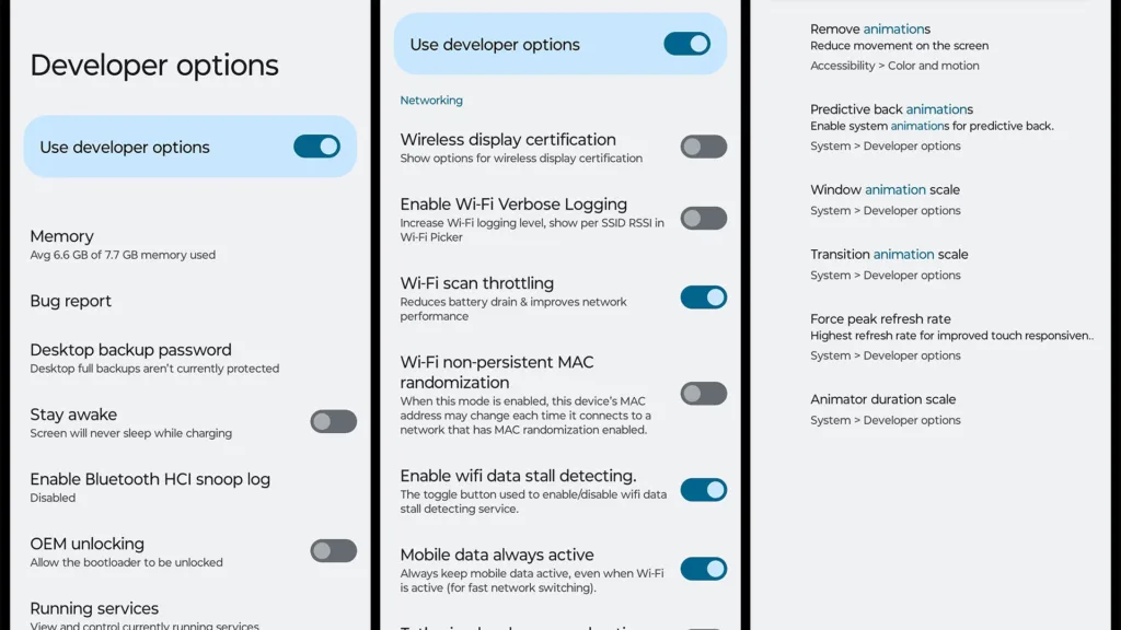 Developer Options در اندروید