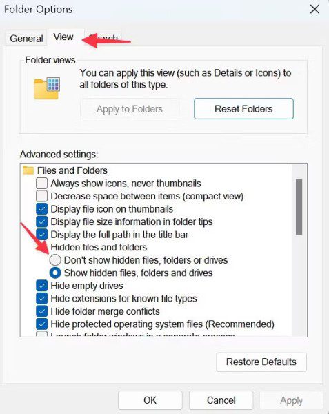 مخفی کردن فایل ها و پوشه ها در ویندوز 11
