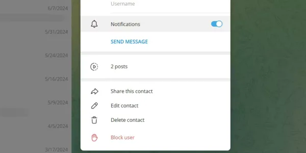 حذف مخاطبین تلگرام در دسکتاپ