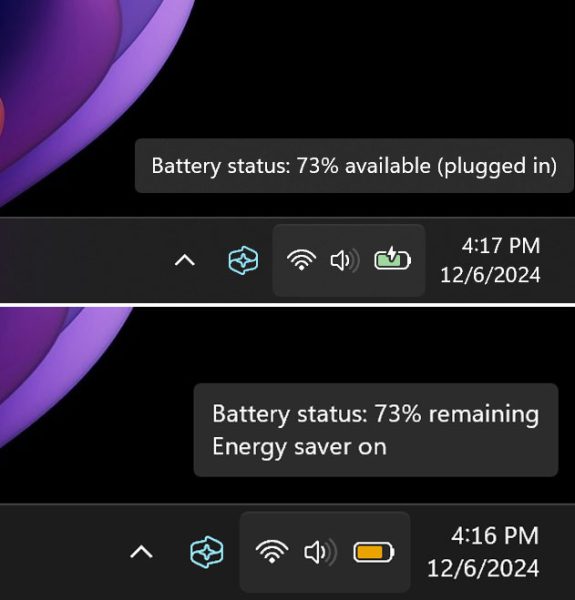 نشانگر باتری در ویندوز 11
