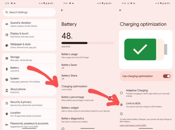 محدودیت شارژ 80 درصد به گوشی‌های گوگل پیکسل اضافه شد (توضیحات کامل)