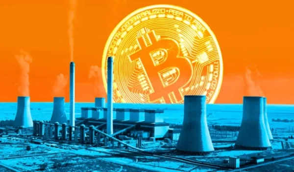 تصویر بیت کوین در کنار نیروگاه