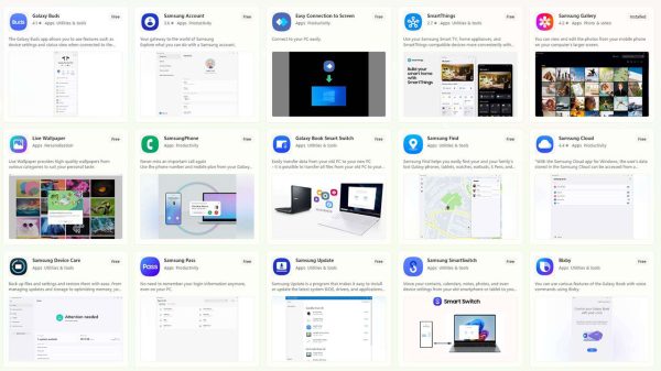 برنامه‌های سامسونگ در ویندوز