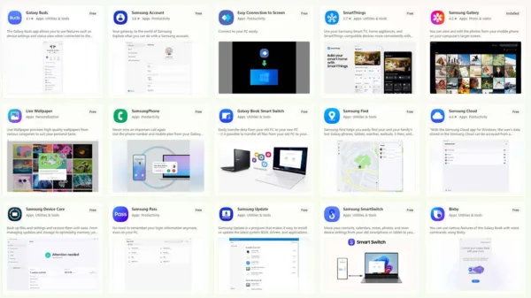 برنامههای سامسونگ در ویندوز
