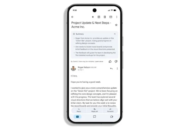 خلاصه جیمیل با هوش مصنوعی