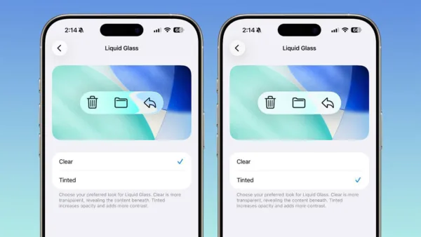 تنظیم شفافیت Liquid Glass