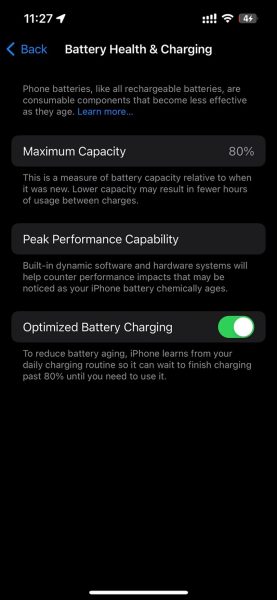 درصد سلامت باتری آیفون